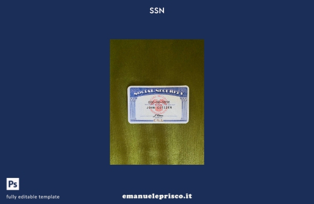 modello FRONTALE di sfondo verde tessile photolook USA SSN stile verificato